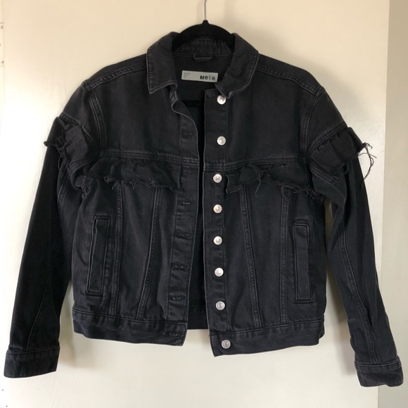 black frill denim jacket